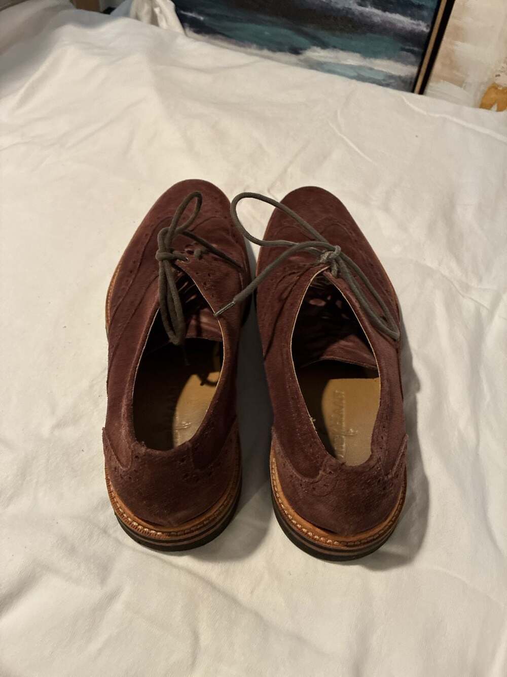 Cole Haan Christy Wedge Gilley Men's Suede Wingtip Oxford Shoes - Picture 3 of 4